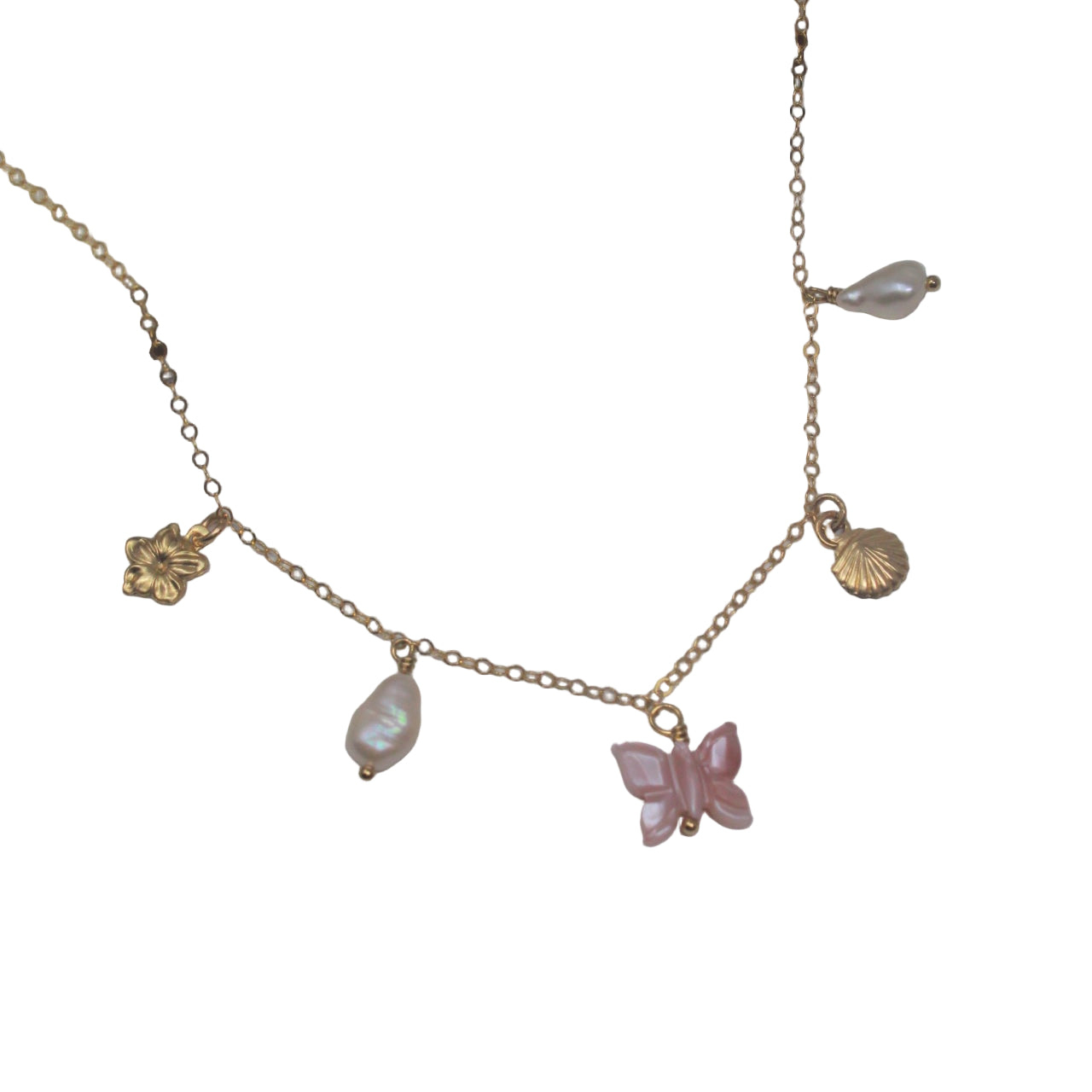 Pink Butterfly Charm Necklace